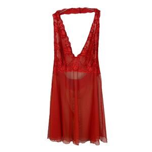 Victoria's Secret Red Lace Mesh 90s Lingerie Teddy One Piece M